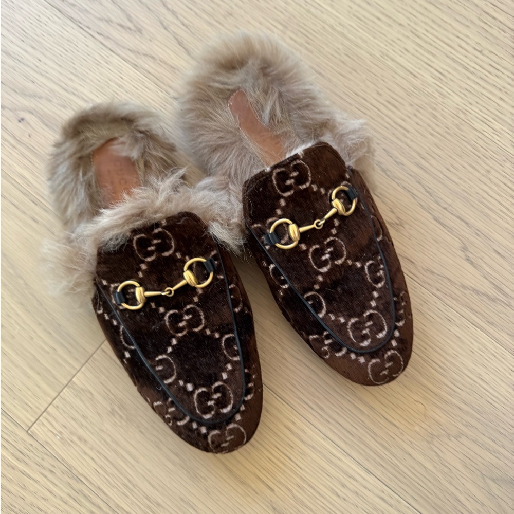 Gucci Brown Fur Lined Loafers - Picture 4 of 7
